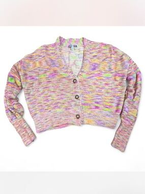 Urban Outfitters Cropped Cardigan Multicolor Knit Button Front Soft Girl Size S